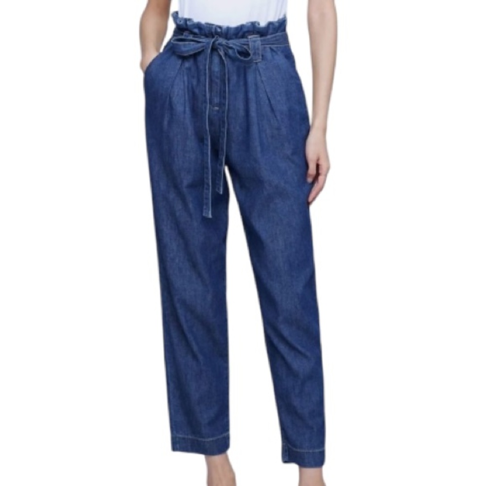L'AGENCE New Violette Paperbag Waist 100% Cotton Cropped Pants Size 26